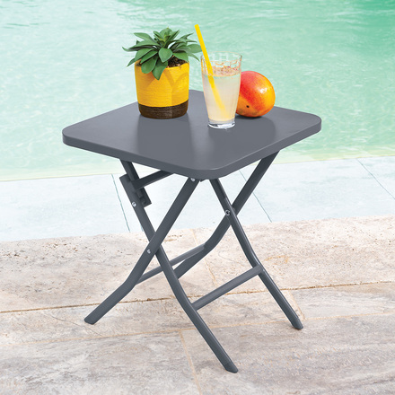 Mesa auxiliar de jardim quadrada GREENSBORO Grafite 40 x 40 cm - Aço, Tratamento antiferrugem reforçado