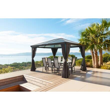 Pérgola BELIZE Grafite 3,6 x 3 m - Alumínio, Policarbonato