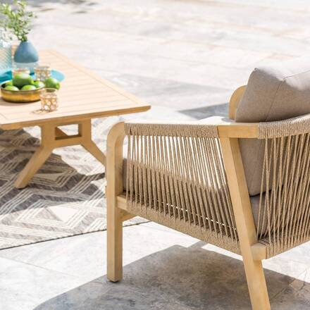 Cadeirão de jardim PAPOUASIE Taupe / Acácia Acácia certificada FSC®, Poliéster