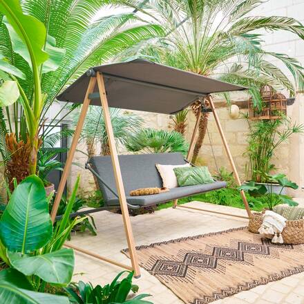 Baloiço de jardim SOLY Mel / Carvão 3 lugares - Aço com tratamento epóxi, Poliéster