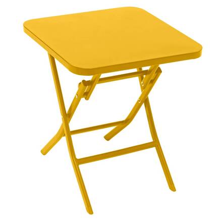 Mesa auxiliar de jardim quadrada GREENSBORO Amarelo mostarda 40 x 40 cm - Aço, Tratamento antiferrugem reforçado