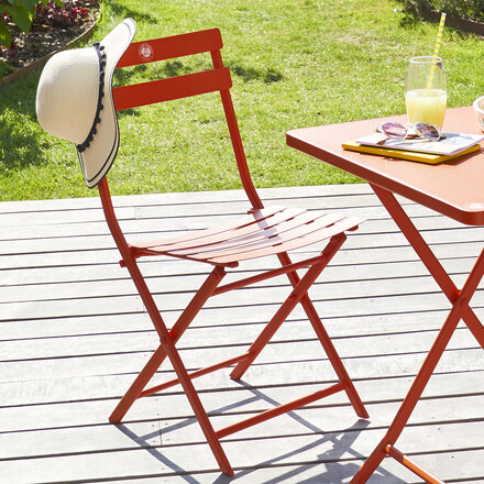 Conjunto de 2 cadeiras de jardim dobráveis GREENSBORO Terracota Roland-Garros x Hespéride - Aço tratado com epóxi