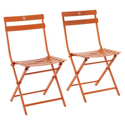 Conjunto de 2 cadeiras de jardim dobráveis GREENSBORO Terracota Roland-Garros x Hespéride - Aço tratado com epóxi