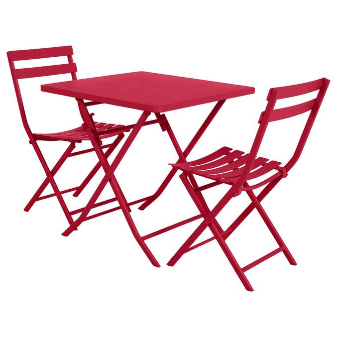 Mesa de jardim quadrada dobrável GREENSBORO Granada 2 lugares - Aço tratado com epóxi, Tratamento anticorrosão reforçado Romã