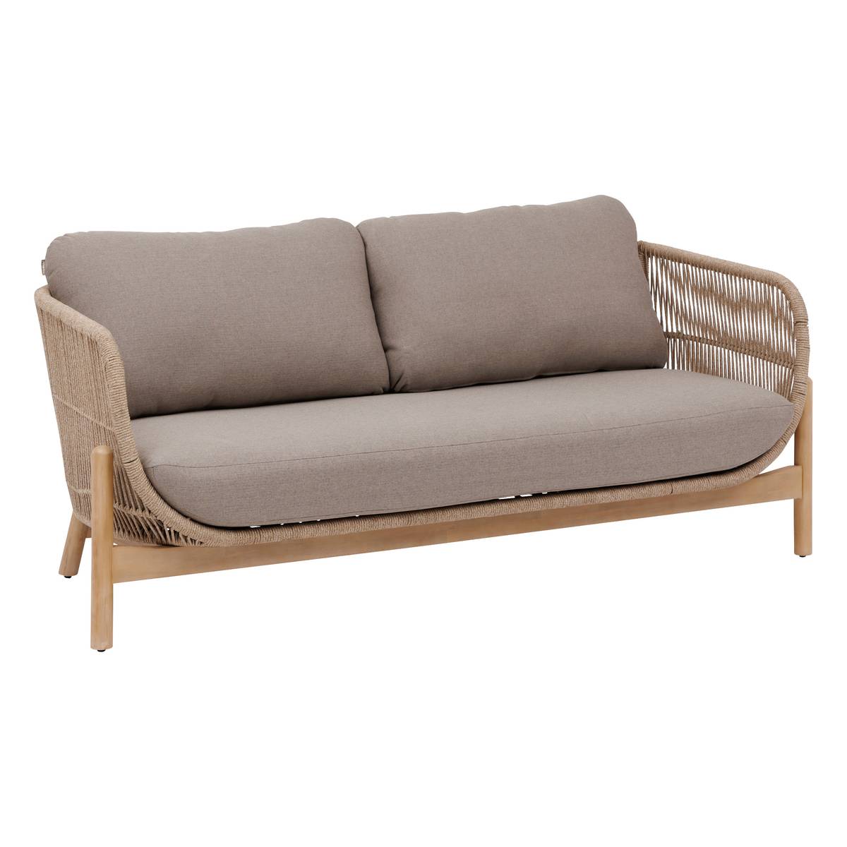 Sofá de jardim DEONA Taupe / Acácia 2 lugares - Acácia certificada FSC®, Poliéster Taupe / Acácia