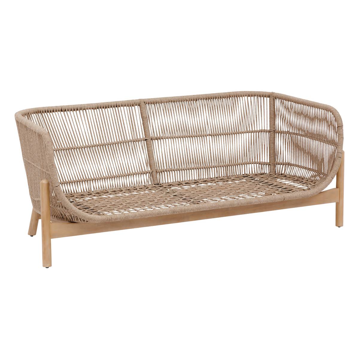 Sofá de jardim DEONA Taupe / Acácia 2 lugares - Acácia certificada FSC®, Poliéster Taupe / Acácia