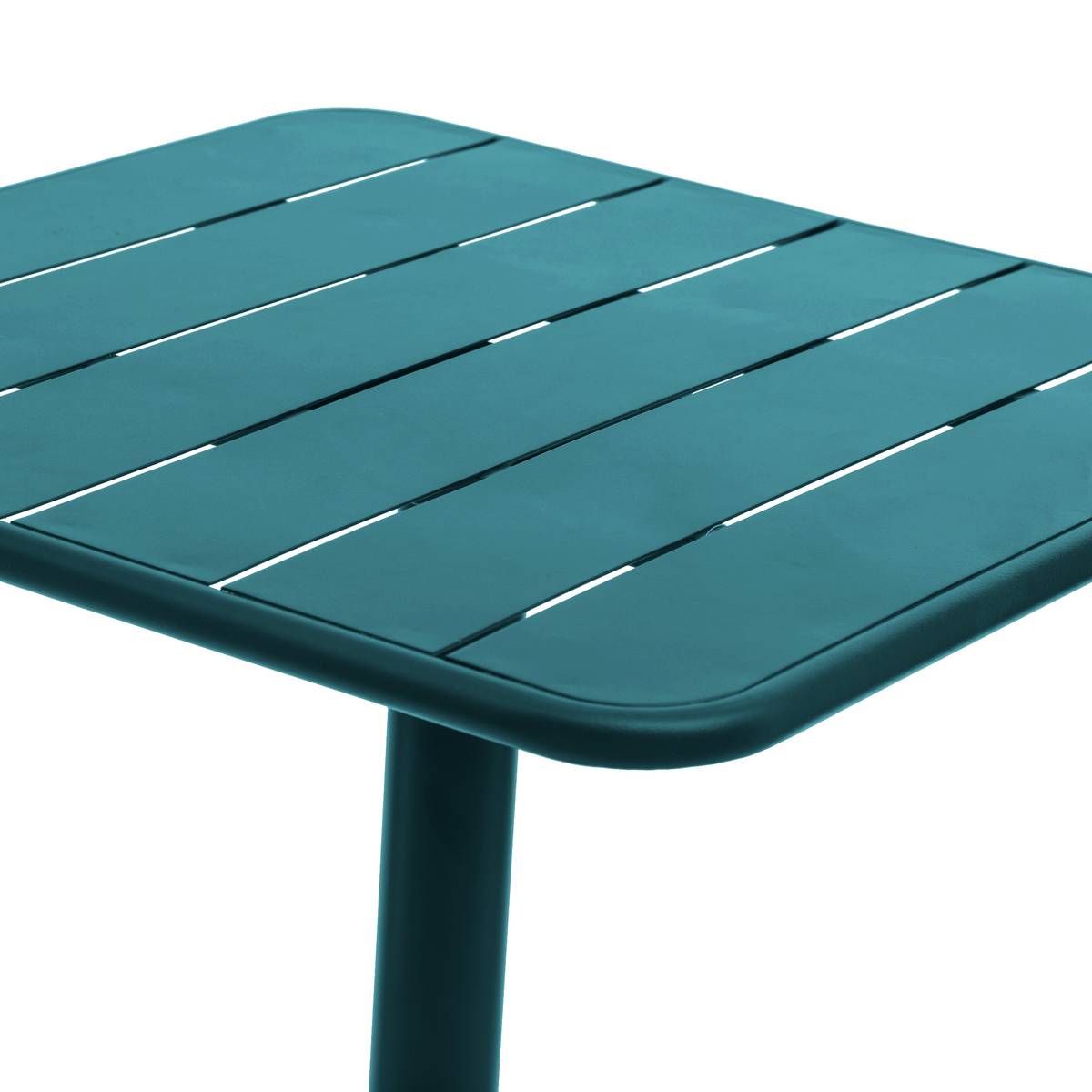 Mesa de jardim quadrada PHUKET Azul petróleo 2 lugares - Aço tratado com epóxi, Tratamento anticorrosão reforçado Azul pato