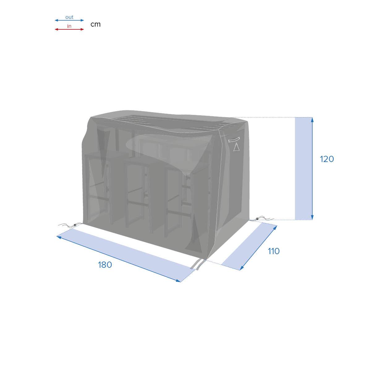 Capa de proteção HAMBO para mesa alta Cinza 180 x 120 x 120 cm - Poliéster Cinza