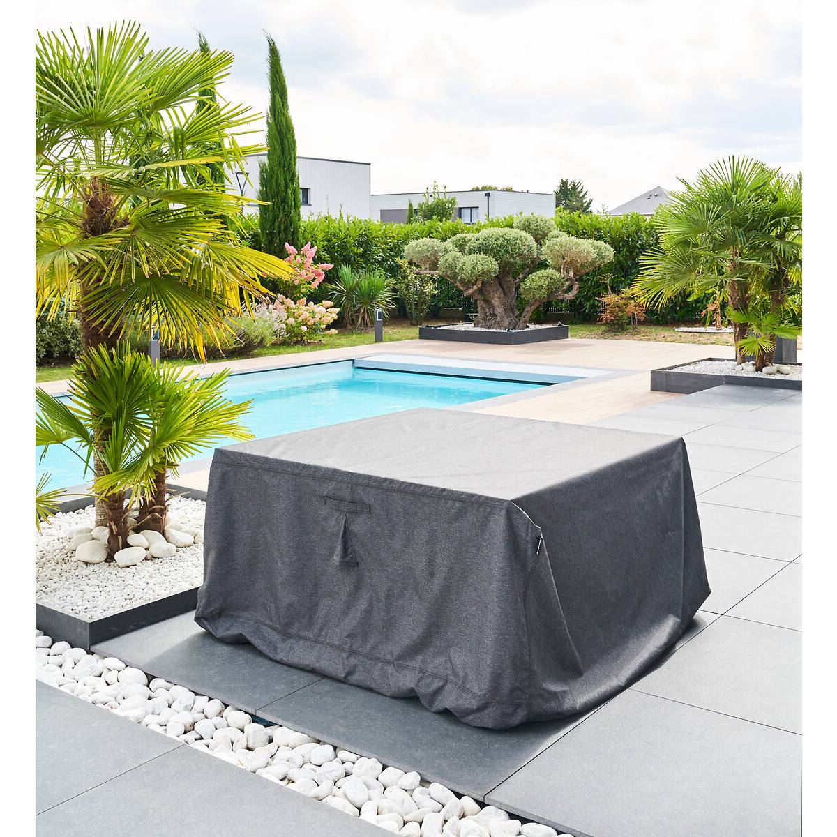Capa de proteção HAMBO para mesa quadrada Cinza M 165 x 165 x 80 cm - Poliéster Cinza