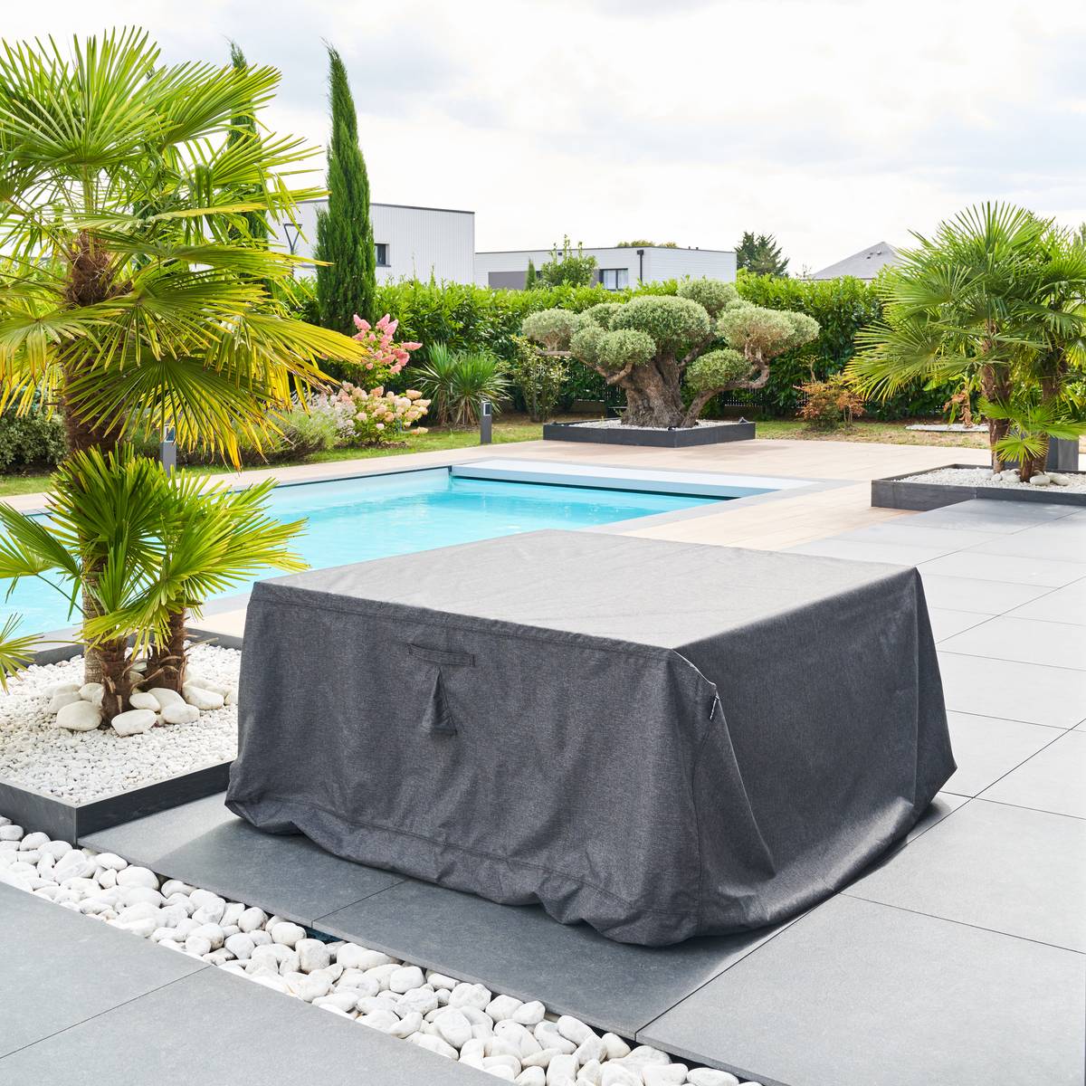 Capa de proteção HAMBO para mesa quadrada Cinza M 165 x 165 x 80 cm - Poliéster Cinza