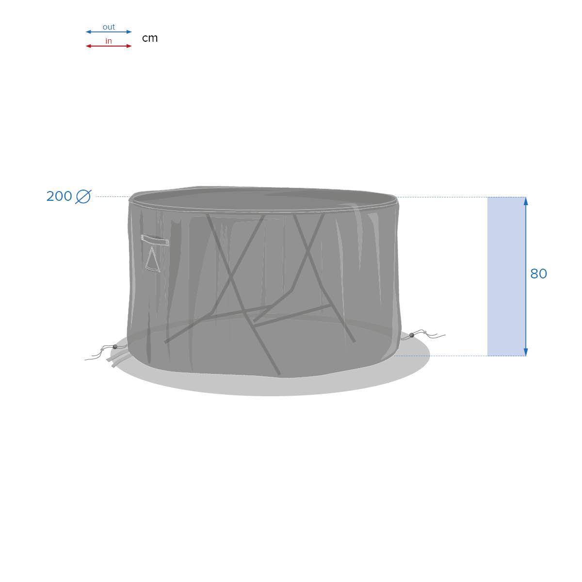Capa de proteção HAMBO para mesa redonda Cinza 200 x 200 x 80 cm - Poliéster Cinza