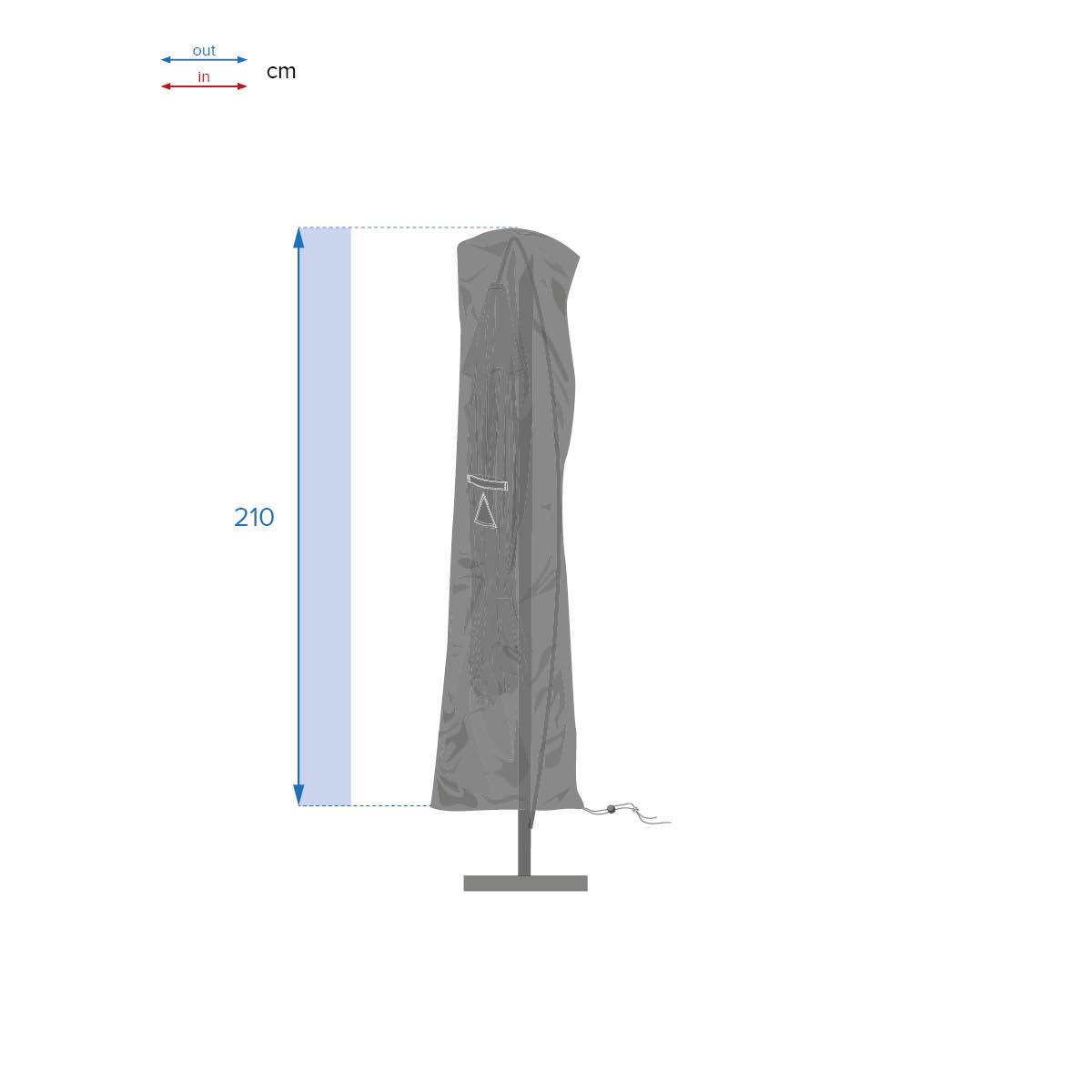 Capa de proteção HAMBO para guarda-sol lateral Cinza S 210 x 60 x 30 cm - Poliéster Cinza