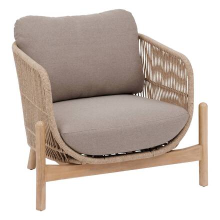 Cadeirão de jardim DEONA Taupe / Acácia Acácia certificada FSC®, Poliéster