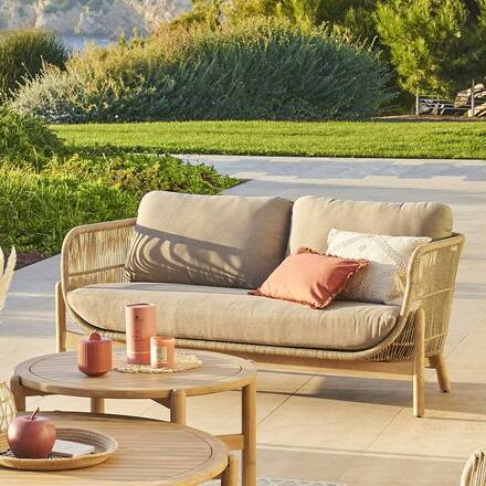 Sofá de jardim DEONA Taupe / Acácia 2 lugares - Acácia certificada FSC®, Poliéster