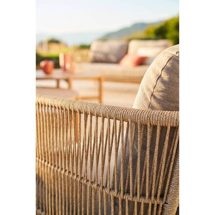Sofá de jardim DEONA Taupe / Acácia 2 lugares - Acácia certificada FSC®, Poliéster