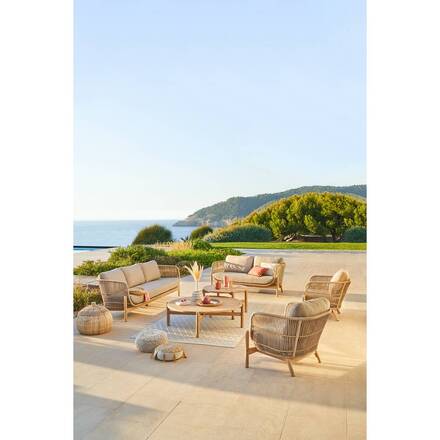 Sofá de jardim DEONA Taupe / Acácia 2 lugares - Acácia certificada FSC®, Poliéster