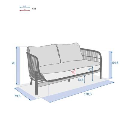 Sofá de jardim DEONA Taupe / Acácia 2 lugares - Acácia certificada FSC®, Poliéster
