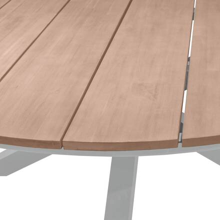 Mesa de jardim redonda ORIENGO Acácia / Branco 8 lugares - Alumínio com tratamento epóxi, Acácia certificada FSC®