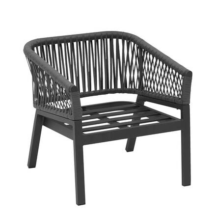 Conjunto de jardim ORIENGO Antracite / Grafite 5 lugares - Alumínio com tratamento epóxi, Acácia certificada FSC®, Poliéster