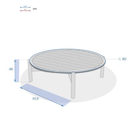 Mesa de centro de jardim redonda DEONA em acácia 80 x 48 cm - Acácia certificada FSC®
