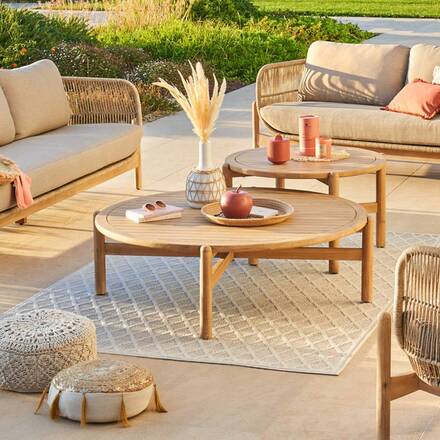 Mesa de centro de jardim redonda DEONA em acácia 120 x 38 cm - Acácia certificada FSC®