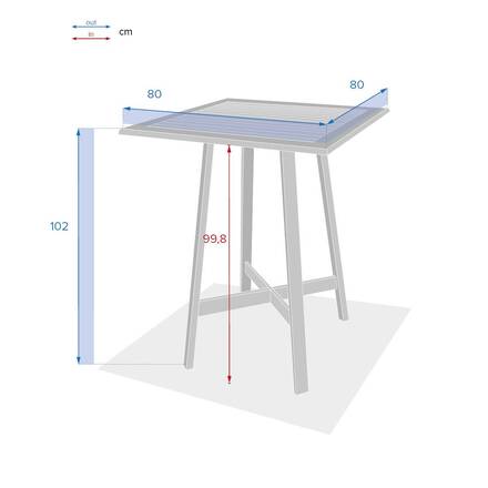 Mesa alta de jardim TIWI Acácia 4 lugares - Acácia certificada FSC®