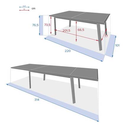 Mesa de jardim extensível PAVANE Grafite 12 lugares - Alumínio tratado com epóxi