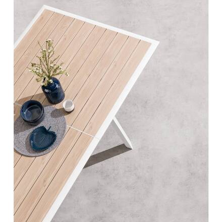 Mesa de jardim extensível PAVANE Linho / Branco 12 lugares - Alumínio tratado com epóxi