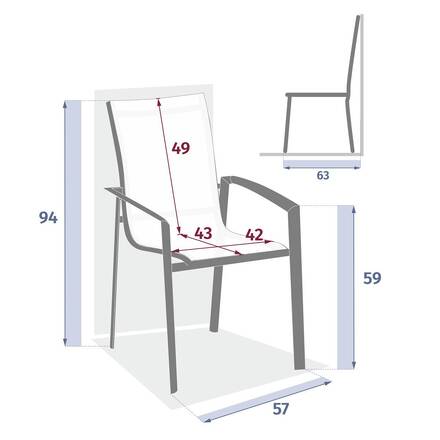 Cadeira de jardim empilhável AXANT Linho / Branco Alumínio tratado com epóxi, Texaline