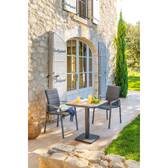 Mesa de jardim bistrô TYLA Acácia / Grafite 2 lugares - Aço tratado com epóxi, Acácia certificada FSC® Acácia / Grafite