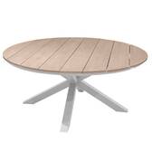 Mesa de jardim redonda ORIENGO Acácia / Branco 8 lugares - Alumínio com tratamento epóxi, Acácia certificada FSC® Acácia / Branca