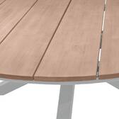 Mesa de jardim redonda ORIENGO Acácia / Branco 8 lugares - Alumínio com tratamento epóxi, Acácia certificada FSC® Acácia / Branca
