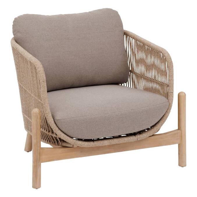 Cadeirão de jardim DEONA Taupe / Acácia Acácia certificada FSC®, Poliéster Taupe / Acácia