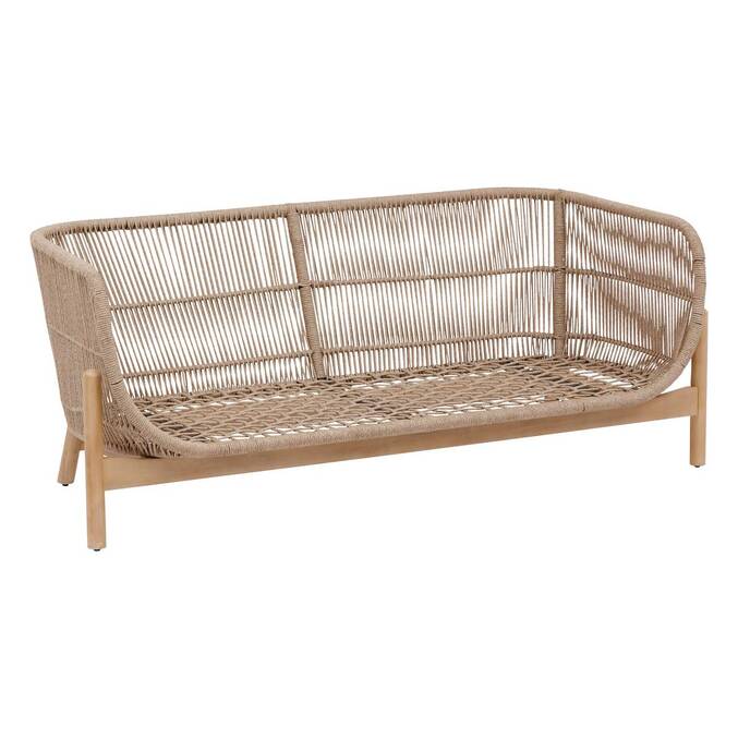 Sofá de jardim DEONA Taupe / Acácia 2 lugares - Acácia certificada FSC®, Poliéster Taupe / Acácia