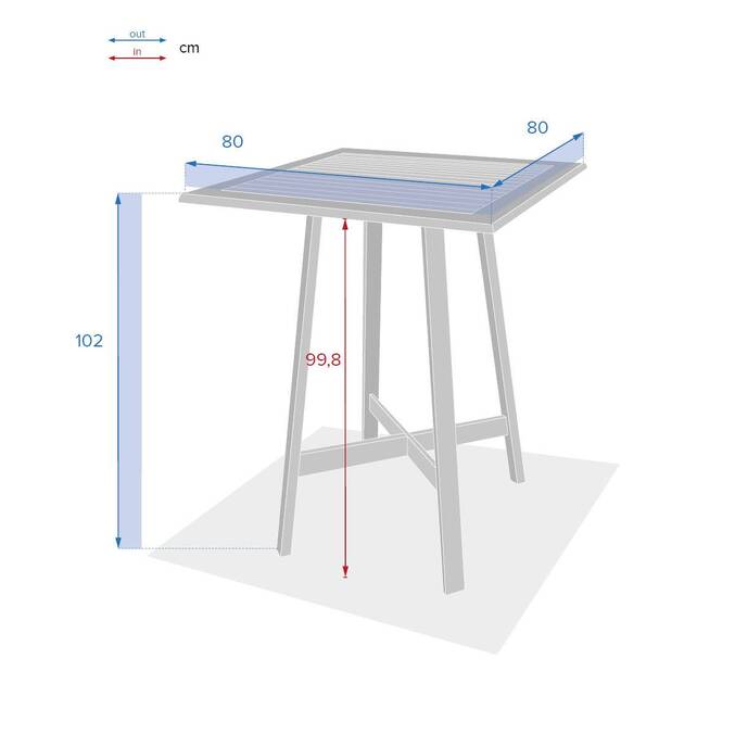Mesa alta de jardim TIWI Acácia 4 lugares - Acácia certificada FSC® Acácia