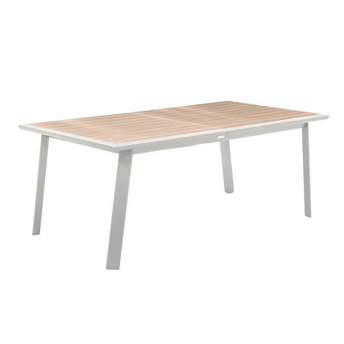 Mesa de jardim extensível PAVANE Linho / Branco 12 lugares - Alumínio tratado com epóxi Linho / Branco