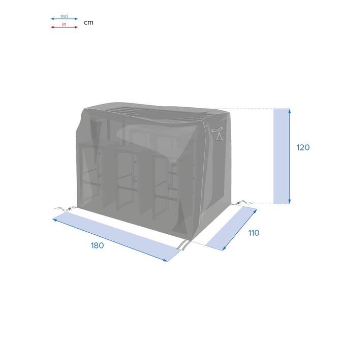 Capa de proteção HAMBO para mesa alta Cinza 180 x 120 x 120 cm - Poliéster Cinza