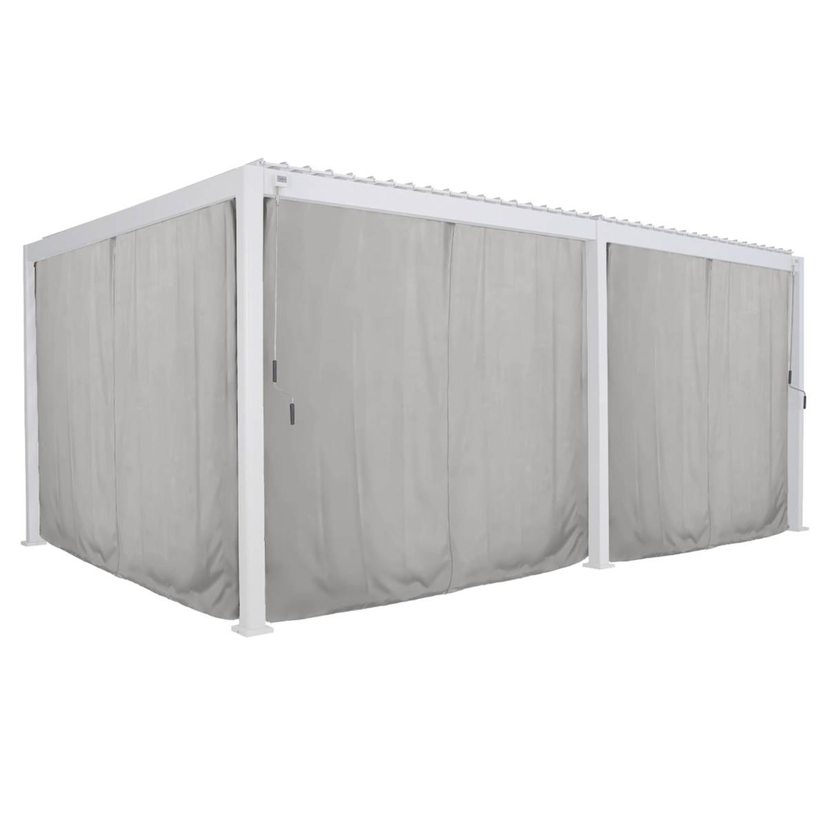 Kit de cortinas, mosquiteiros e trilhos para pérgola bioclimática EVORA Cinza claro Para EVORA 6 x 3,6 m - 8 trilhos, 6 cortinas e 6 mosquiteiros Cinza claro / Branco