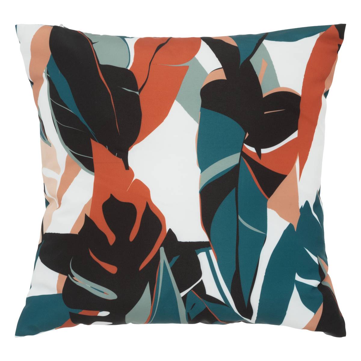 Almofada decorativa de interior e exterior DEYO motivo Folhas Azul-petróleo 40 x 40 cm - Poliéster Azul pato