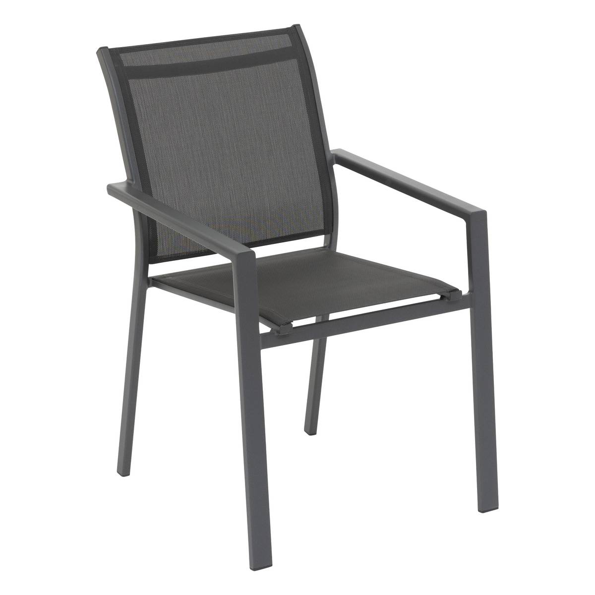Cadeira de jardim empilhável ESSENTIA Antracite / Grafite Alumínio tratado com epóxi, Texaline Antracite / Grafite