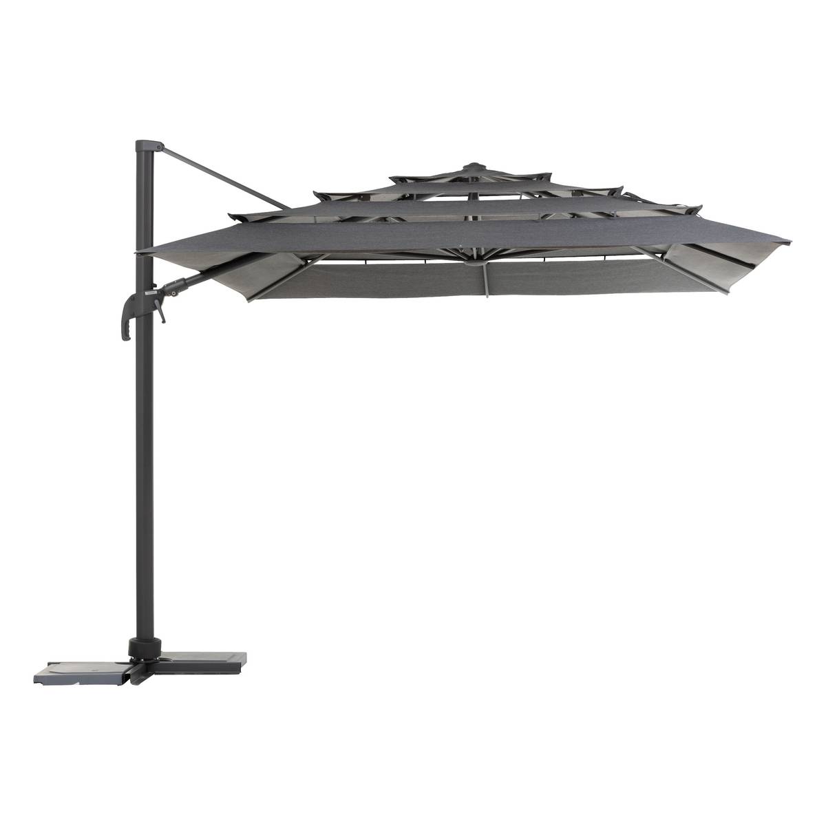 Guarda-sol lateral retangular inclinável MELHIA Antracite 4 x 3 m - Alumínio tratado com epóxi, Aço, Olefina Antracite