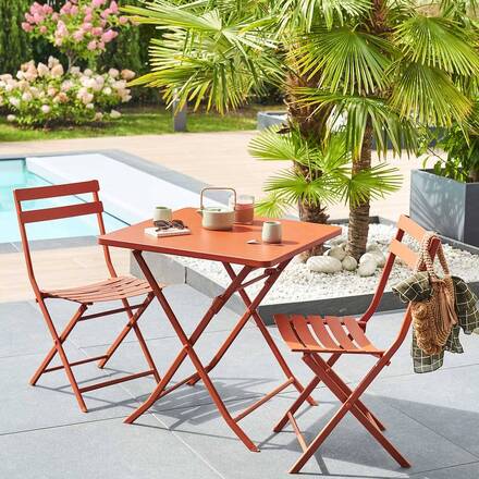 Mesa de jardim quadrada dobrável GREENSBORO Âmbar 2 lugares - Aço tratado com epóxi, Tratamento anticorrosão reforçado