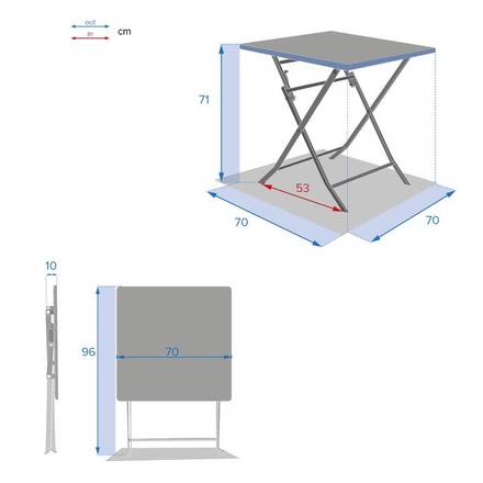 Mesa de jardim quadrada dobrável GREENSBORO Âmbar 2 lugares - Aço tratado com epóxi, Tratamento anticorrosão reforçado