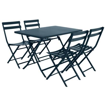 Mesa de jardim retangular dobrável GREENSBORO Petróleo 4 lugares - Aço tratado com epóxi, Tratamento antiferrugem reforçado