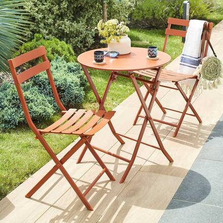 Mesa de jardim redonda dobrável GREENSBORO Âmbar 2 lugares - Aço tratado com epóxi, Tratamento anticorrosão reforçado