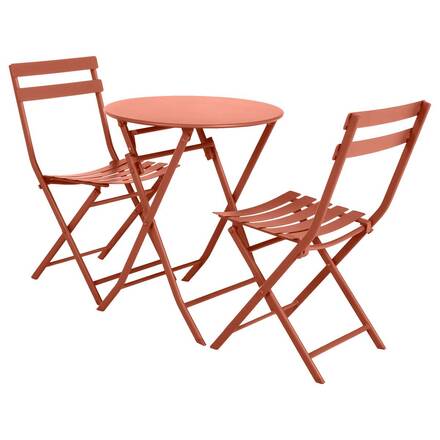 Mesa de jardim redonda dobrável GREENSBORO Âmbar 2 lugares - Aço tratado com epóxi, Tratamento anticorrosão reforçado