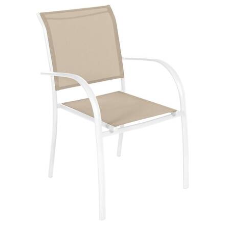 Cadeira de jardim empilhável PIAZZA Linho / Branco Alumínio tratado com epóxi, Texaline