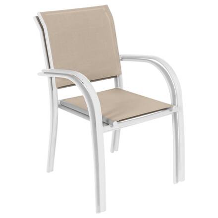 Cadeira de jardim empilhável PIAZZA Linho / Branco Alumínio tratado com epóxi, Texaline