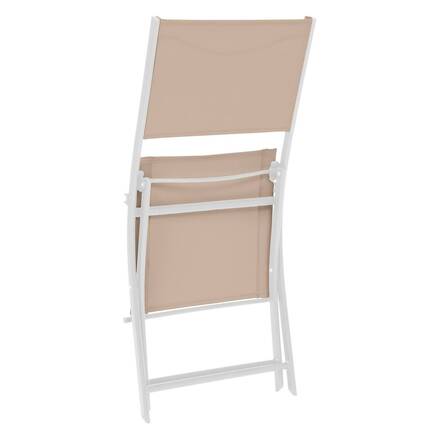 Conjunto de 4 cadeiras de jardim dobráveis MODULA Linho / Branco Aço tratado com epóxi, Texaline