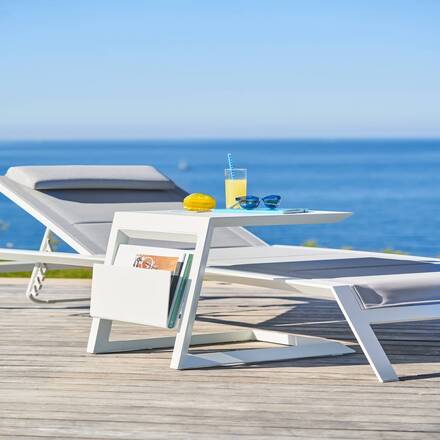 Mesa auxiliar de jardim quadrada ALLURE Branca 55 x 45 x 55 cm - Alumínio tratado com epóxi